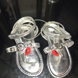 Silver Michael Kors little girl sandals